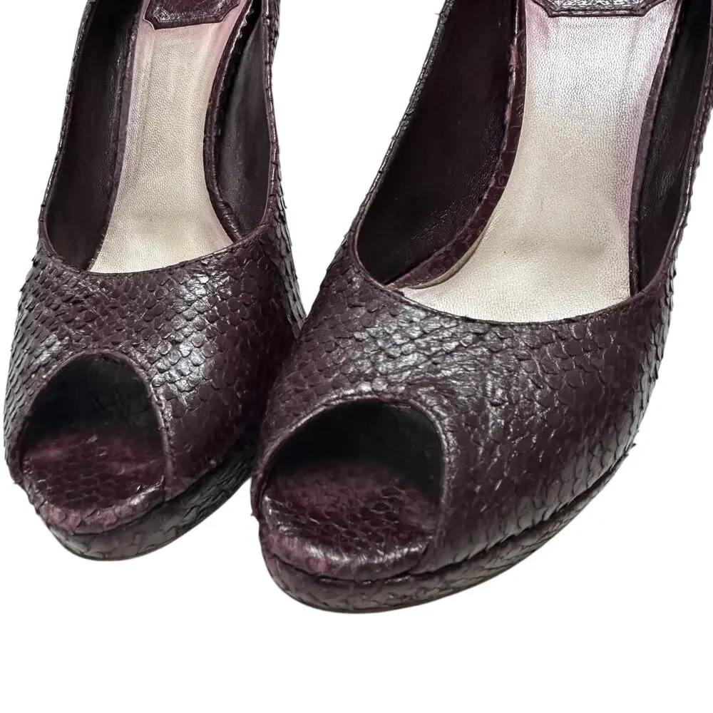 Christian Dior Womens Pumps Size 8.5 Python Leather Peep Toe Amethyste 2008 - Picture 2 of 11